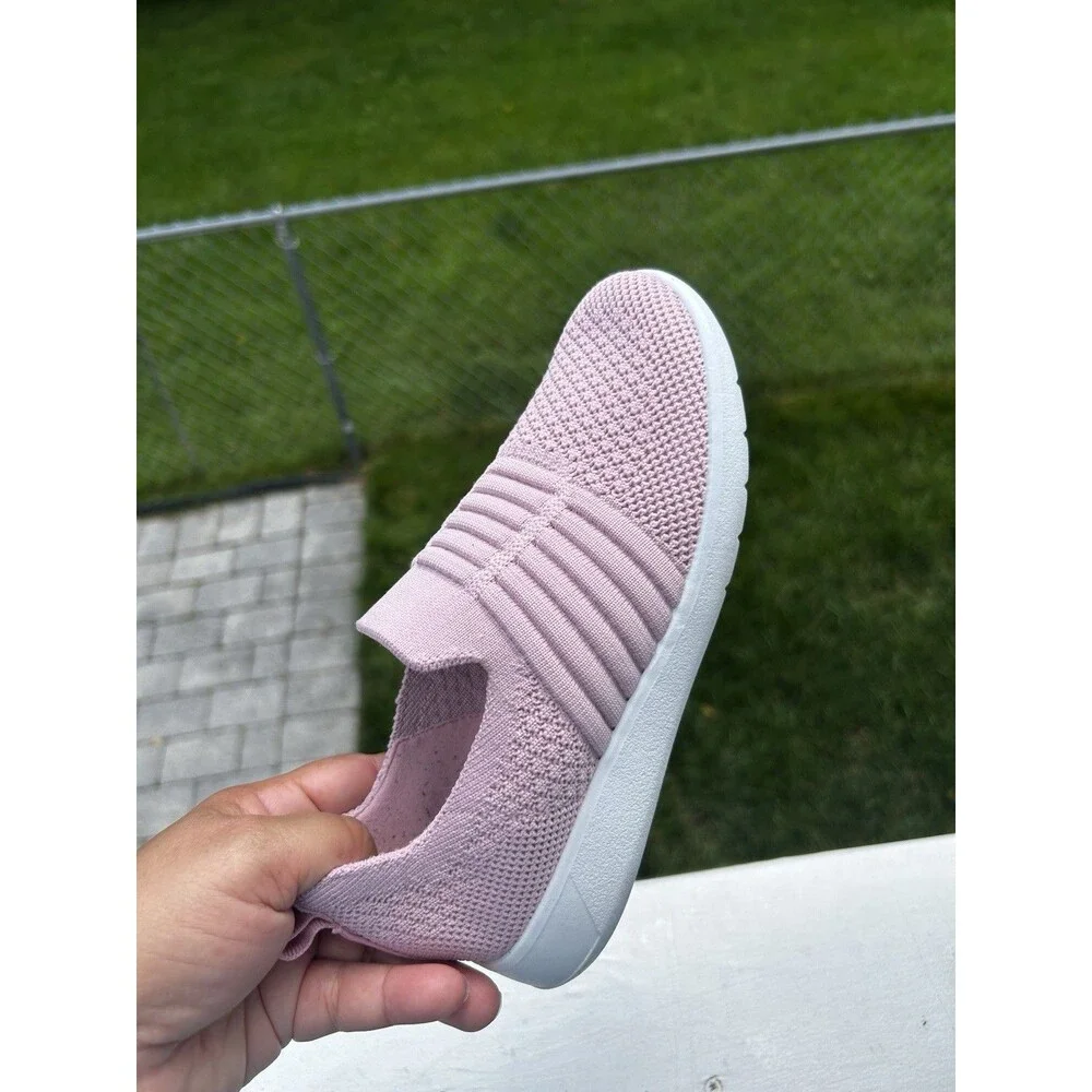 Clarks Cloudsteppers Girls Pink Knit Slip-On Sneakers Size 2M